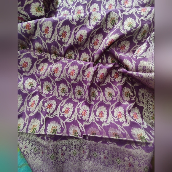 Banarsi Dupatta in Purple Meena Work - Picture 2 of 5